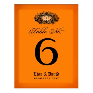 Wedding Table No. Cards - Halloween Orange & Black