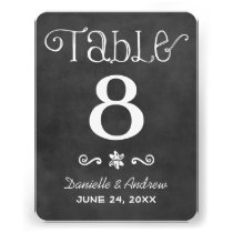 Wedding Table Number | Black Chalkboard Charm Custom Invites