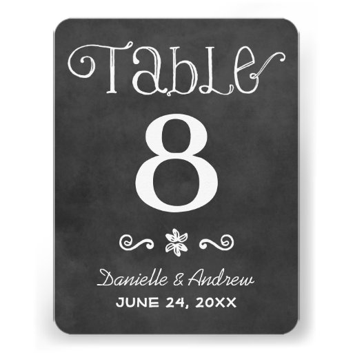 Wedding Table Number | Black Chalkboard Charm Custom Invites (front side)