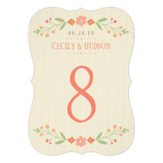 Wedding Table Number Card | Country Florals Pink Custom Invite
