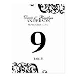 Wedding table number card party reception B&W Post Cards