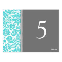 Wedding Table Number Cards Aqua Grey Post Card