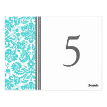 Wedding Table Number Cards Aqua Grey Postcard