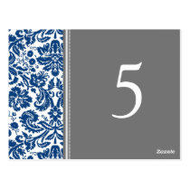 Wedding Table Number Cards Blue Grey Postcard