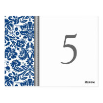 Wedding Table Number Cards Blue Grey Postcards