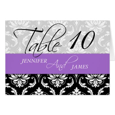 Wedding Table Number Cards Damask Lavender 2