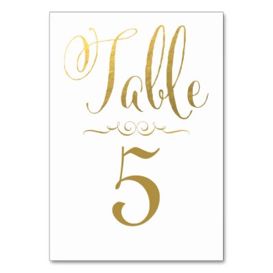 Wedding Table Number Cards Gold Foil Personalized