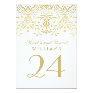 Wedding Table Number Cards | Gold Vintage Glamour