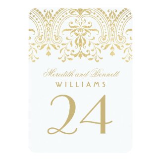 Wedding Table Number Cards | Gold Vintage Glamour Invitation