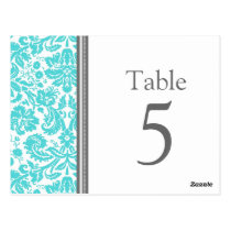 Wedding Table Number Cards Grey Aqua Post Cards