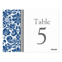 Wedding Table Number Cards Grey Blue Post Cards