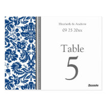 Wedding Table Number Cards Grey Blue Postcards