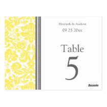 Wedding Table Number Cards Grey Lemon Post Card