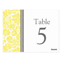 Wedding Table Number Cards Grey Lemon Post Cards
