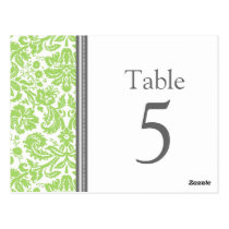 Wedding Table Number Cards Grey Lime Post Card