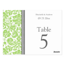 Wedding Table Number Cards Grey Lime Postcard