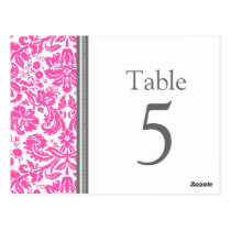 Wedding Table Number Cards Grey Pink Post Card