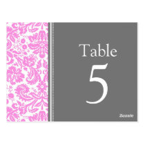 Wedding Table Number Cards Grey Pink Post Card