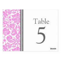 Wedding Table Number Cards Grey Pink Post Card