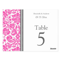 Wedding Table Number Cards Grey Pink Post Cards