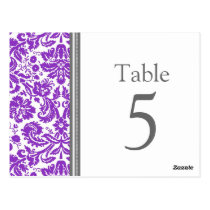 Wedding Table Number Cards Grey Purple Postcard