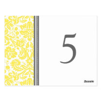 Wedding Table Number Cards Lemon Grey Postcard