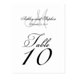 Wedding Table Number Cards Monogram Names Date Post Cards