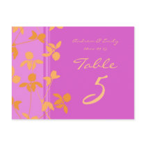 Wedding Table Number Cards Orange Pink Floral Post Card