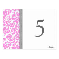 Wedding Table Number Cards Pink Grey Post Card