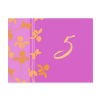 Wedding Table Number Cards Pink Orange Floral Postcards
