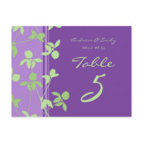 Wedding Table Number Cards Purple Lime Floral Postcards
