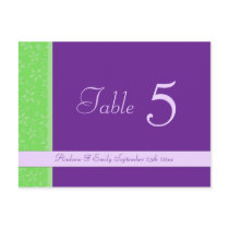 Wedding Table Number Cards Purple Lime Floral Post Cards