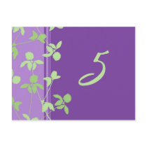 Wedding Table Number Cards Purple Lime Floral Postcards