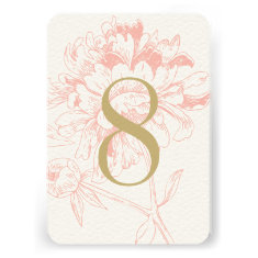 Wedding Table Number | Coral Floral Peony Design Invite
