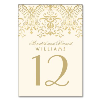 Wedding Table Number | Ivory and Gold Colored Card