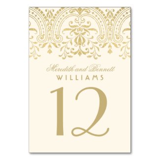Wedding Table Number | Ivory and Gold Colored Table Cards