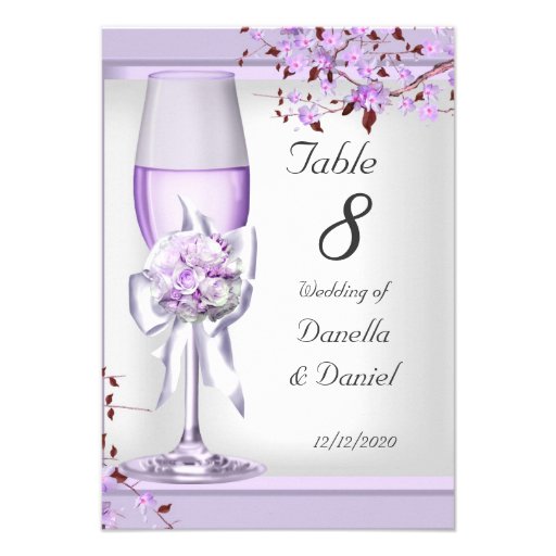 Wedding Table Number Lavender Purple Lilac 4 Custom Invitation