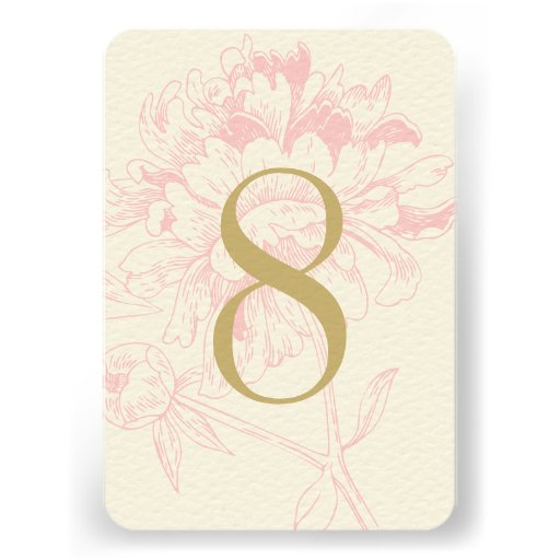 Wedding Table Number | Pink Floral Peony Design Invite