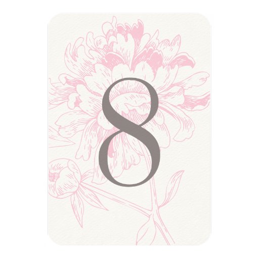 Wedding Table Number | Pink Floral Peony Design Announcement