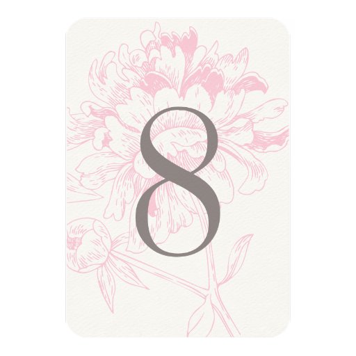 Wedding Table Number | Pink Floral Peony Design Announcement