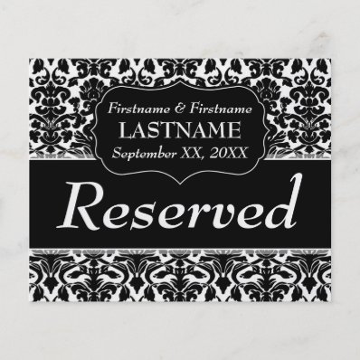 Wedding Table Number Reserved Sheet