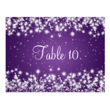 Wedding Table Number Winter Sparkle Purple Postcard
