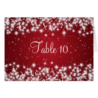 Wedding Table Number Winter Sparkle Red Greeting Card