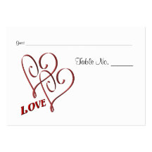 Wedding Table Place Cards Love Two Hearts Business Card Templates