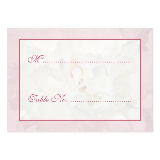 Wedding table place name and number cards business card (front side)