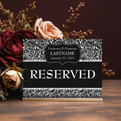 Wedding Table RESERVED Sign Modern Pattern Postcard