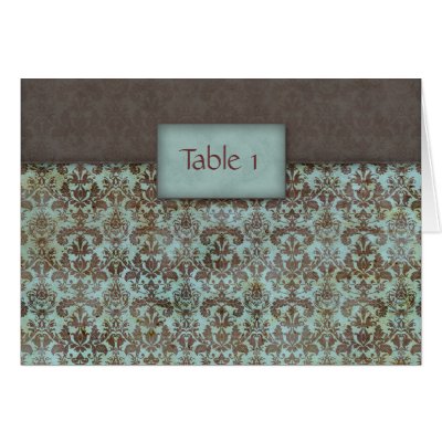 Blue Brown Damask