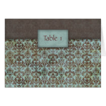 Wedding Table Seating Card Damask Blue Brown by BestCards Wedding Table Seating Card Damask Blue Brown