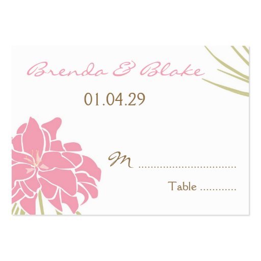 Wedding Table Seating Cards - Tropical Lily Business Cards (front side)