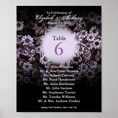 Wedding Table Seating Chart Print Purple Floral by pixibition